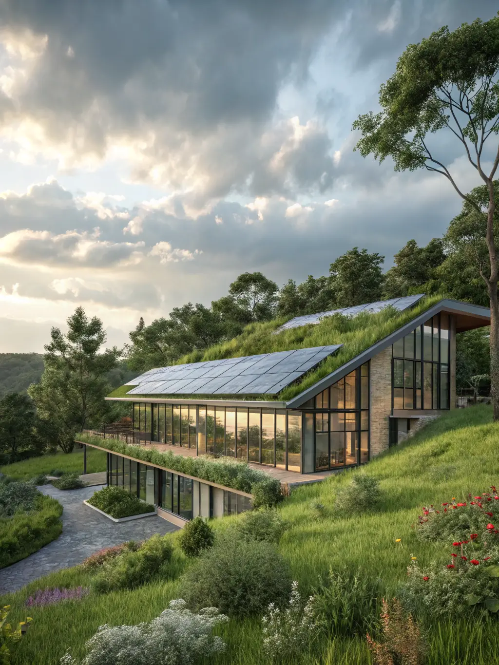 A visually appealing image of solar panels installed on a rooftop, representing a demand for renewable energy solutions on the Touba Sources platform.